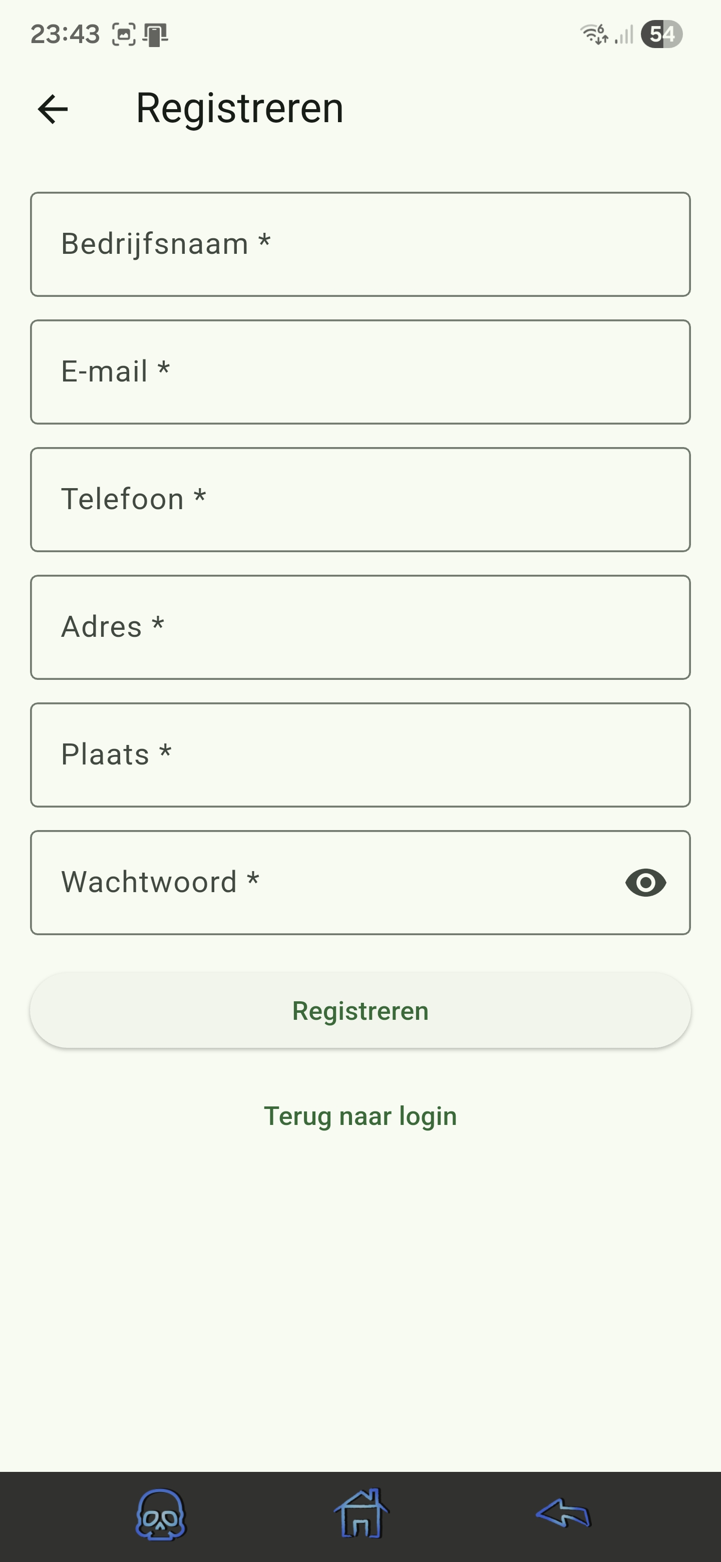 Registreren in de app