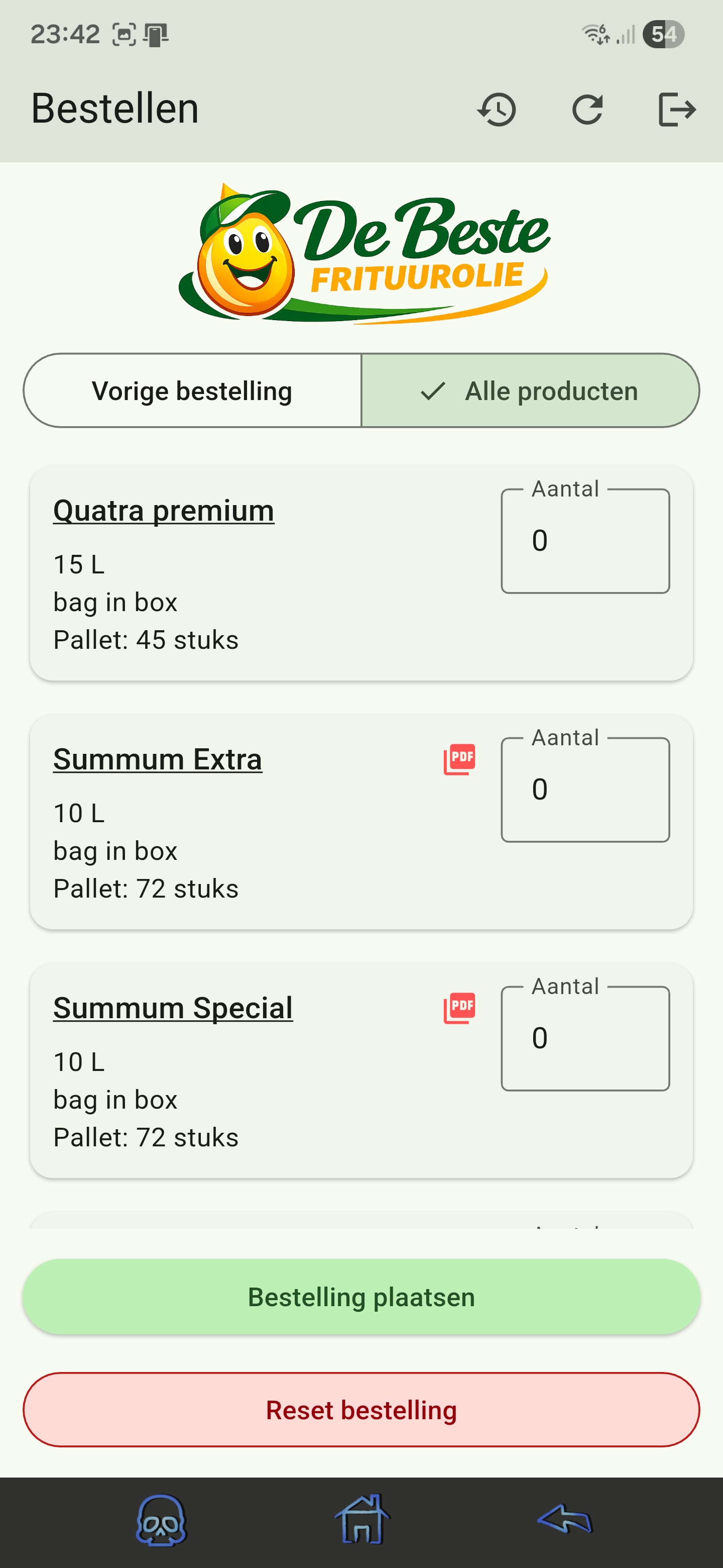 Bestellen uit alle producten