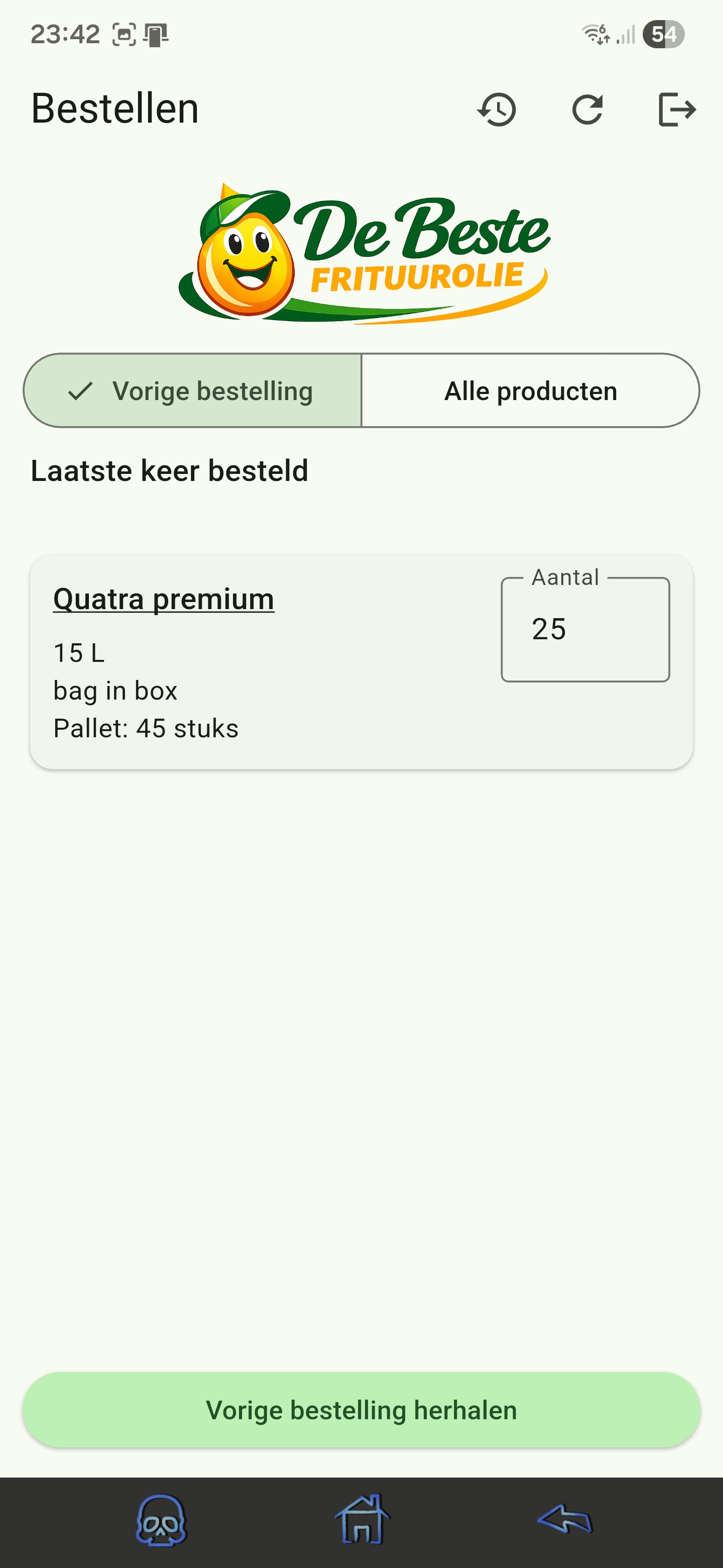 Vorige bestelling gebruiken